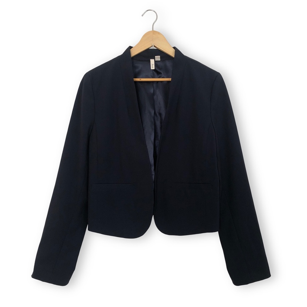 Frenchi Navy Blue Cropped Blazer
